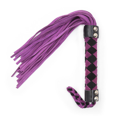 Bondage Spanking Nubuck leather flogger Purple Black 38 cm