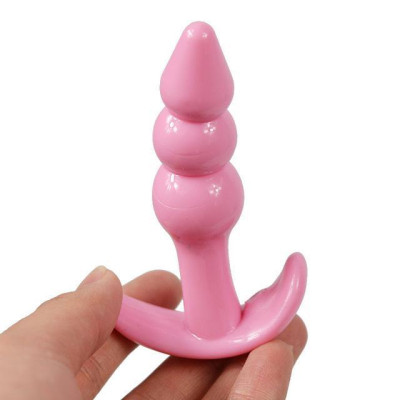 Small soft Anal Triple Beads butt plug PINK 9 cm 