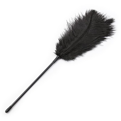 Black Ostrich feather tickler teaser 46 cm