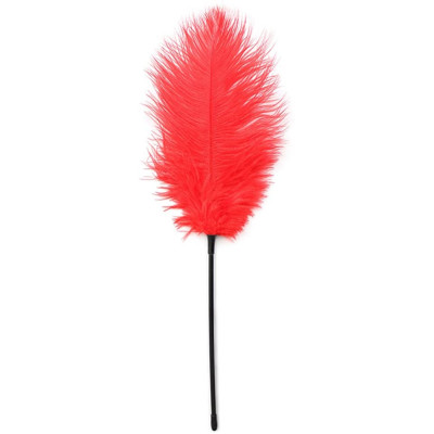 Red Ostrich feather tickler teaser 46 cm