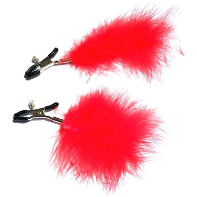 Naughty Toys Nipple Clamps with Red Feather