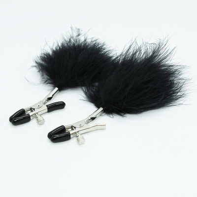 Naughty Toys Nipple Clamps with Black Feather