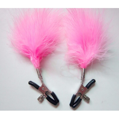 Naughty Toys Nipple Clamps with Pink Feather