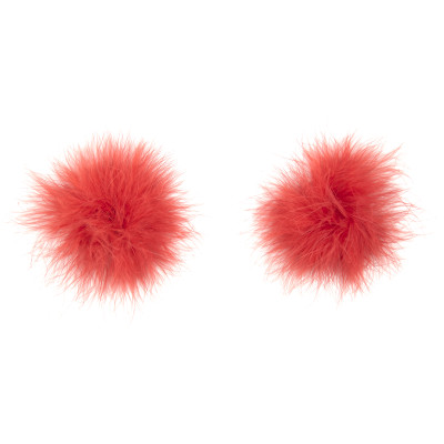 Naughty Toys Feather Round Nipple Pasties Red