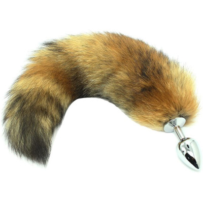 Synthetic Fox Tail with metal butt plug-MEDIUM