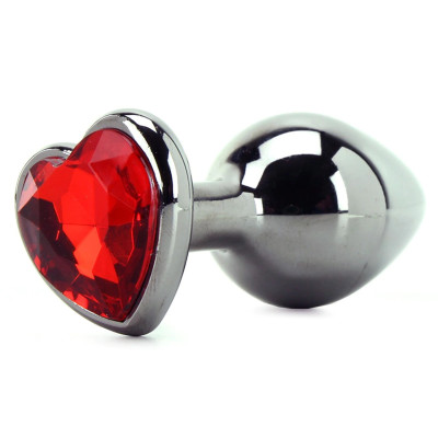 SMALL Heart Base Metal butt plug Red 7 cm