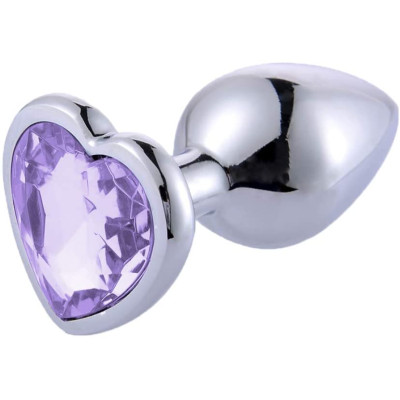 MEDIUM Heart Base Metal butt plug Sparkling Purple 8 cm