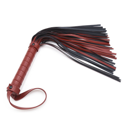 Naughty Toys  red and black tails Leather Flogger Whip 39 cm