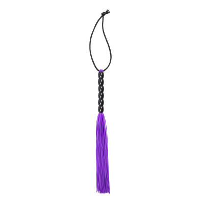 Purple Mini silicone flogger with 6 beads handle 22 cm