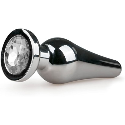 LARGE anal sex toy metal Butt plug aluminium with Clear jewel 13 cm