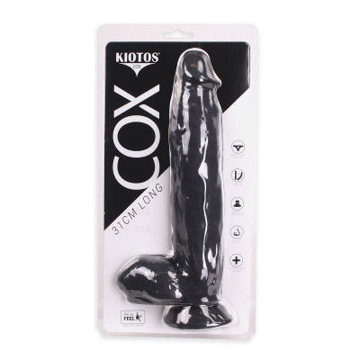 Μαύρο Ομοίωμα Ντίλντο πέος με όρχεις και βεντούζα Kiotos COX 31 εκ