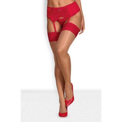 Obsessive Jolierose Κόκκινες Ερωτικές Κάλτσες με Δαντέλα XXL