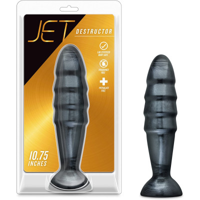 Jet Destructor Butt Plug with suction Black 27 cm