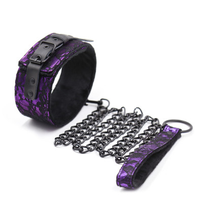 Naughty Toys Purple Collar with Black Leash
