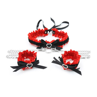 Naughty Toys Romance Collar with Cuffs Red
