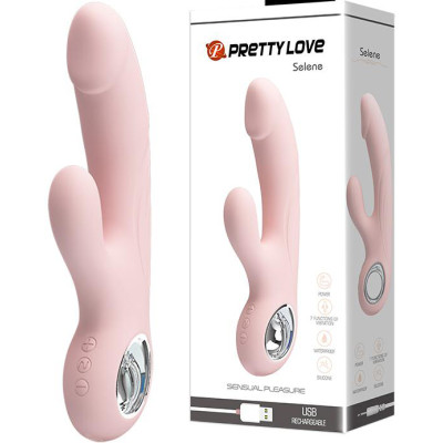 Pretty Love Selene Bunny dildo vibrator Light Pink 19 cm