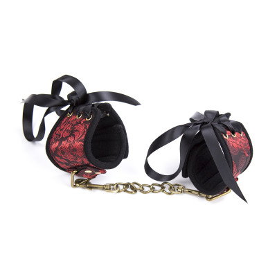 Naughty Toys Black Red Floral Wrist Cuffs
