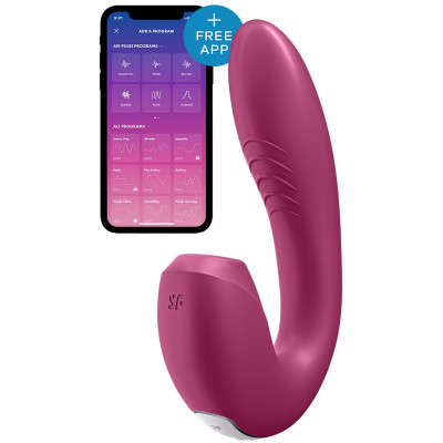 Satisfyer Sunray App Controlled Air Pulse + G-Spot Vibrator BERRY