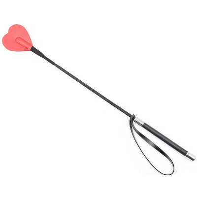 BDSM Spanking crop with RED Leather Heart shape slapper 60 cm 
