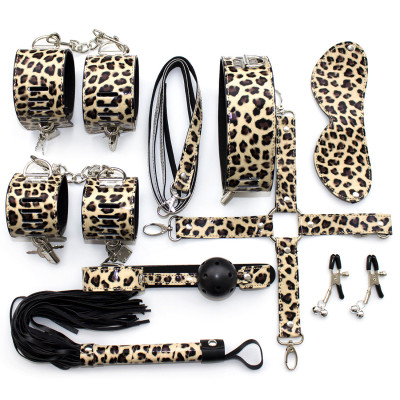 Leopard Master and Slave Bondage set with 8 toys