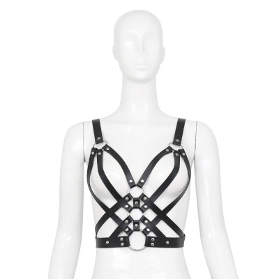 Naughty Toys Strappy Leather Harness Bralette