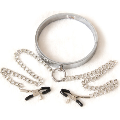 Metal Collar with adjustable chained Nipple clamps
