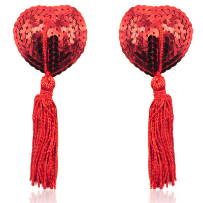 Naughty Toys Red Heart Burlesque Sequin Nipple Tassels
