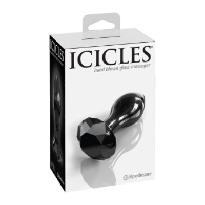 Icicles No 78 black color glass butt plug