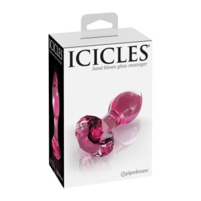 Icicles No 79 πρωκτική σφήνα από γυαλί ροζ χρώματος