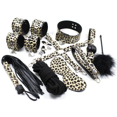 Leopard Master and Slave Bondage set with 10 toys