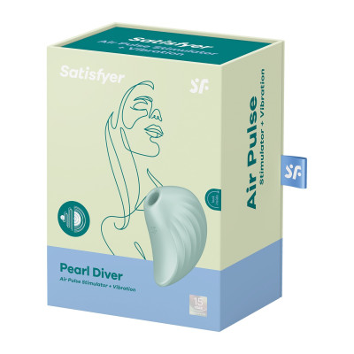 Satisfyer Pearl Diver δονητής κλειτοριδικής διέγερσης με δονήσεις παλμικών κυμάτων αέρα πράσινο της μέντας