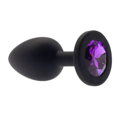 Small black silicone jeweled butt plug 5 Χ Ø 2.7 cm