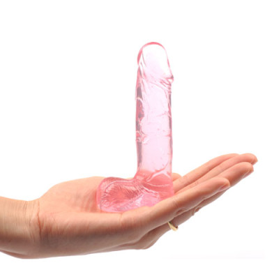 Crazy Little red clear mini Cock and balls dildo 11 cm