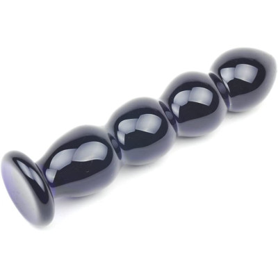 Black Beaded Glass Anal plug Massager 15 X Ø 3 cm