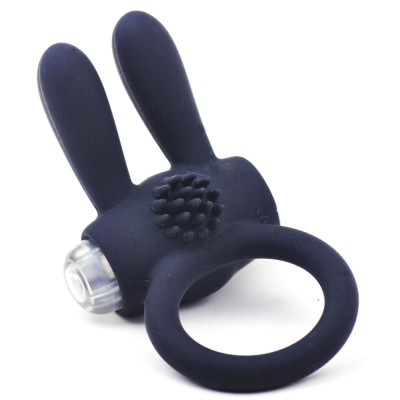 Silicone black Rabbit vibrating cock ring O/S