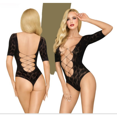 Penthouse Salute Me Black Teddy With Rhombus Pattern S-L