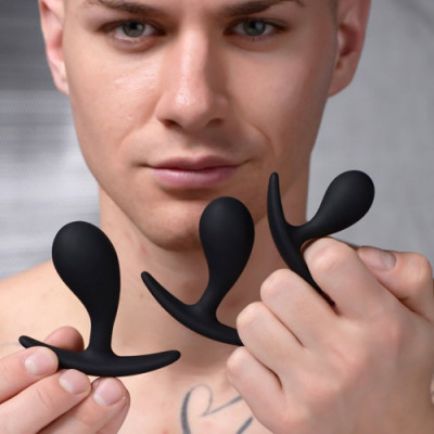 ANALXTACY Three curved BUTT PLUG silicone anal trainer Set