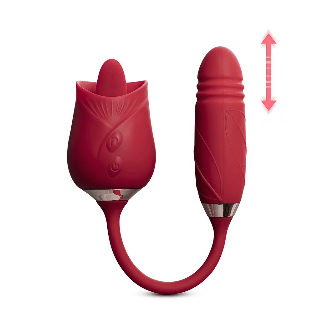 Rose Silicone Clitoral Stimulator with Vibrating Tongue