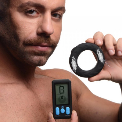 Zeus Vibrating and E-Stim Cock Ring Ø 5cm with Remote