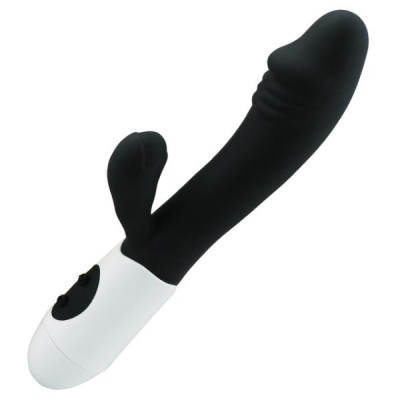 Black silicone penis Rabbit Dual Motors Vibrator 19 x Ø 3 cm