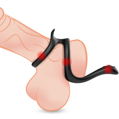 Soft stretchy 3 in 1 Double cock ring with Tainted Teasing Tail