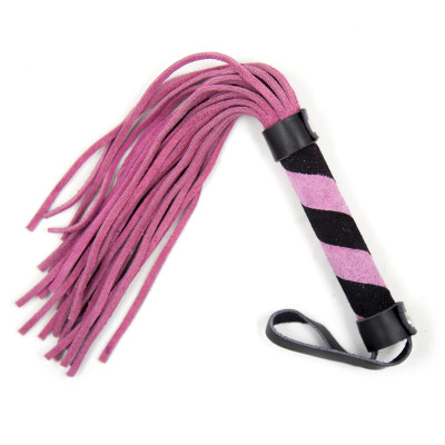Naughty Toys Pink-Black Leather Flogger 26cm