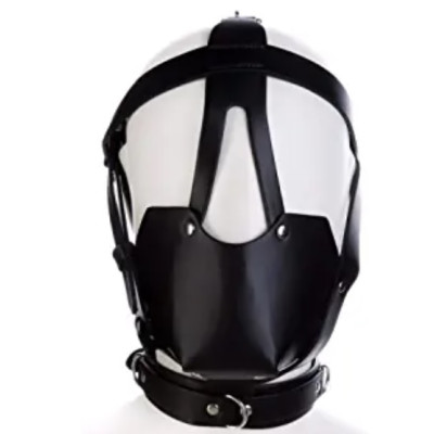 BDSM Head mask with Muzzle and Ball gag