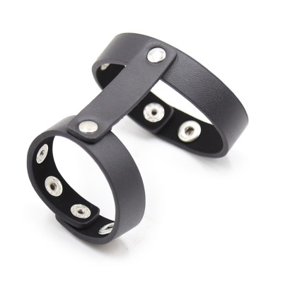 Naughty Toys Dual leather cock balls ring Black