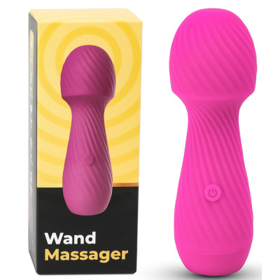 Small Pink 9 Speeds rechargeable silicone wand massager 14 x Ø 4.4 cm