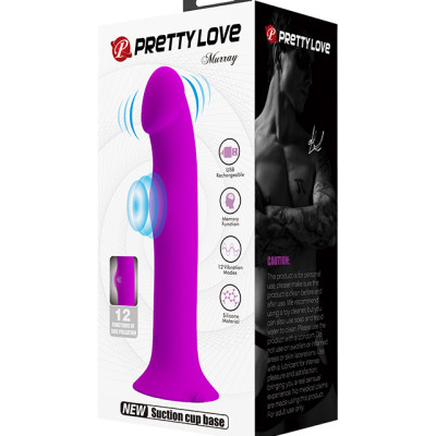 PRETTY LOVE MURRAY vibrating dildo with side pulsation & suction base PURPLE