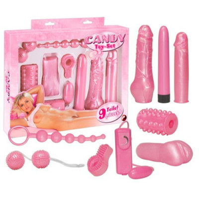 Complete 9pcs Pink Sex Toy Set
