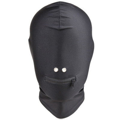 Full Cover Black Hood with mouth zipper MEDIUM SIZE