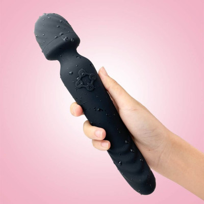 Rechargeable silicone Wand Massager with Heating Function BLACK