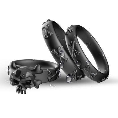 TOYBOY STAY HARD BLACK PIRATE Trio silicone rings